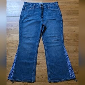 Signature by Levi Strauss Blue Flare Jeans with Floral Insets